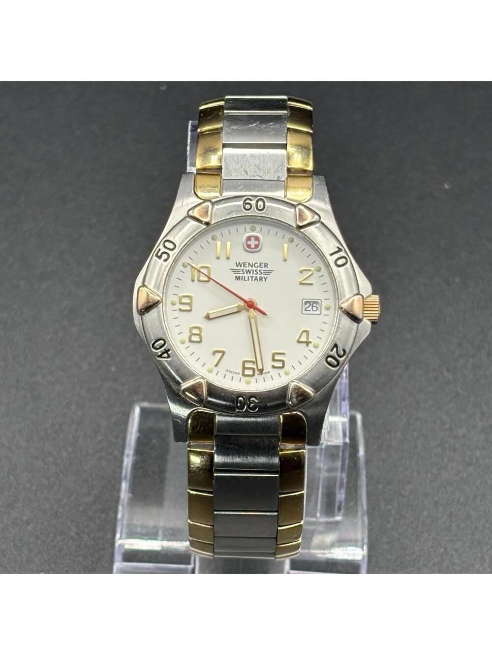 Wenger Swiss Military 79051 Two-Tone White Dial 38mm Watch w/ Date Window - Runs